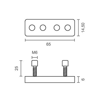 Bevestigingsplaat Micel TLD25 65 x 14,5 x 6 mm Zonnetent Inferieur