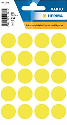 Etiket herma 1884 rond 19mm fluor geel 100st Etiket herma 1884 rond 19mm fluor geel 100st