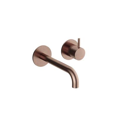 Inbouw Wastafelkraan Hotbath Cobber 18 cm Gebogen Uitloop 1-Hendel Geborsteld Koper PVD