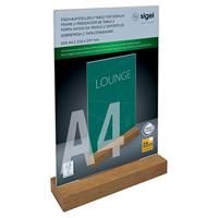Sigel SI-TA256 Tafelstandaard A4 met Eiken Voet Transparant - thumbnail