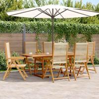 7-delige Tuinset polypropeen en massief hout beige - thumbnail