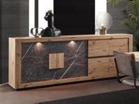 Dressoir SACHOURI 4 deuren canyon eik/marmer - thumbnail