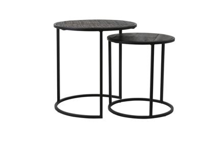Light & Living Bijzettafel 'Doba' Set van 2 stuks, hout antiek-mat zwart Light & Living Bijzettafel 'Doba' Set van 2 stuks, hout antiek-mat zwart
