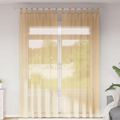 VidaXL Voile gordijnen met lussen 2 st 140x260 cm zand VidaXL Voile gordijnen met lussen 2 st 140x260 cm zand