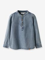 Jeanshemd voor jongens LIL'ATELIER MINI tuniekmodel van katoen gebleekt denim - thumbnail