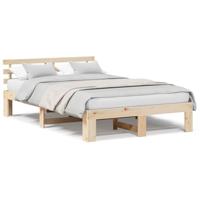 Bedframe met hoofdeinde Naturel 120 x 200 cm Massief grenenhout - thumbnail
