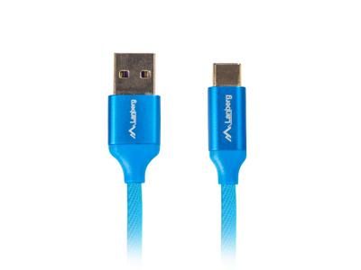 Lanberg CA-USBO-21CU-0010-BL USB-kabel USB 2.0 1 m USB A USB C Blauw - thumbnail