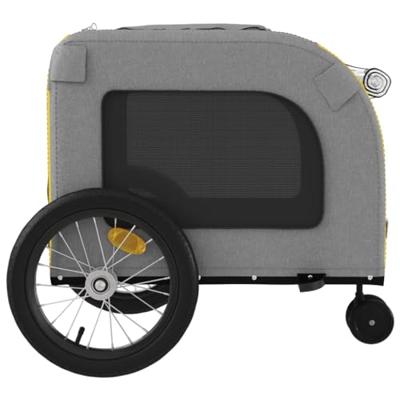 Hondenfietstrailer oxford stof en ijzer geel en grijs - thumbnail