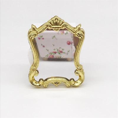 3 stuks mini Dollhouse Pocket meubilair accessoires klassieke spiegel (goud)