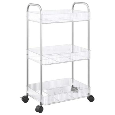 VidaXL Opbergtrolley 3-laags 37x28x68 cm acryl transparant