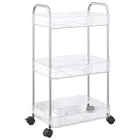 VidaXL Opbergtrolley 3-laags 37x28x68 cm acryl transparant - thumbnail