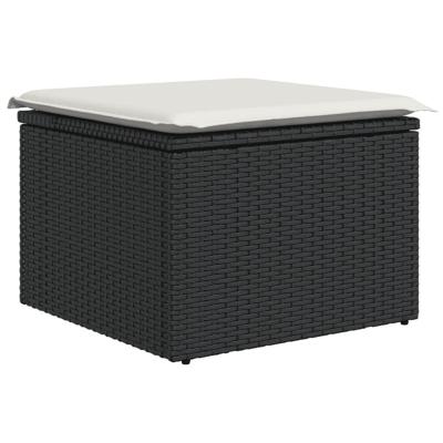 4-delige Loungeset met kussens poly rattan zwart - thumbnail