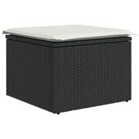9-delige Loungeset met kussens poly rattan zwart - thumbnail
