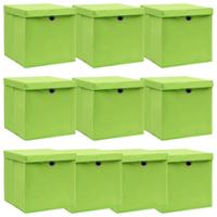 VidaXL Opbergboxen met deksel 10 st 32x32x32 cm stof paars - thumbnail