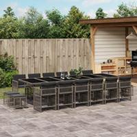 17-delige Tuinset met kussens poly rattan grijs - thumbnail