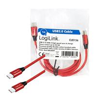 USB 2.0 aansluitkabel, USB (type C) naar USB (type C) rood, 1m - thumbnail