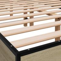 Bedframe bewerkt hout metaal sonoma eikenkleurig 120x190 cm - thumbnail