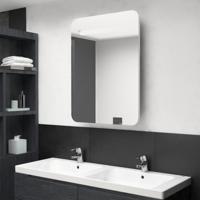 Badkamerkast met spiegel en LED 60x11x80 cm glanzend wit - thumbnail