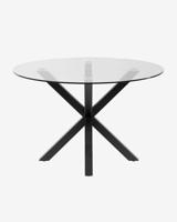 Kave Home Ronde Eettafel 'Argo' Ø119cm, kleur Zwart/Glas - thumbnail