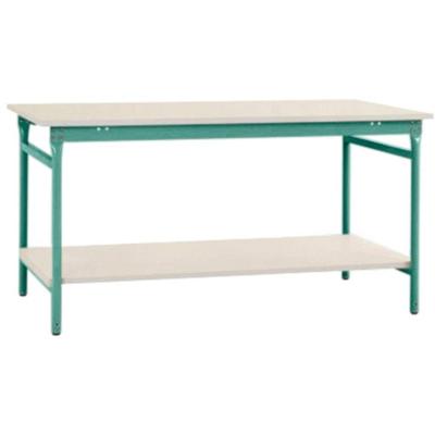 Manuflex BB5221.0001 Compleet bijzettafel basis stationair met melamine schijf + legplank, bxdxh: 1500 x 800 x 780 mm Grijs, Groen Manuflex BB5221.0001 Compleet bijzettafel basis stationair met melamine schijf + legplank, bxdxh: 1500 x 800 x 780 mm Grijs, Groen