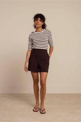 Luna ssl stripe pullover - off white/espresso - 13060