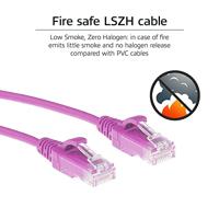 ACT Roze 0,15 meter LSZH U/UTP CAT6 datacenter slimline patchkabel snagless met RJ45 connectoren - thumbnail
