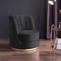 Artistiq Living Draaibare Fauteuil 'Meggie' Velvet, kleur zwart - thumbnail