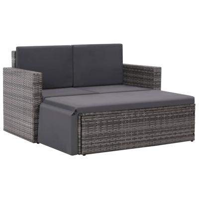 2-delige Loungeset met kussens poly rattan grijs 2-delige Loungeset met kussens poly rattan grijs