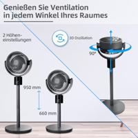 Be Cool Staande ventilator 50 W Timer, Met afstandsbediening, LED-display, In hoogte verstelbaar - thumbnail