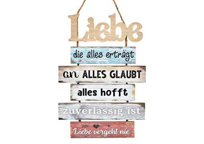 Wanddecoratie met spreuk "Liefde..." van hout, kleurrijk (B/H/D) 33x48x1,5cm