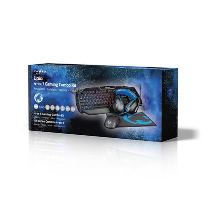 Nedis GCK41100BKUS Gaming Combo Kit 4 In 1 Toetsenbord, Koptelefoon, Muis, Muismat Nedis GCK41100BKUS Gaming Combo Kit 4 In 1 Toetsenbord, Koptelefoon, Muis, Muismat