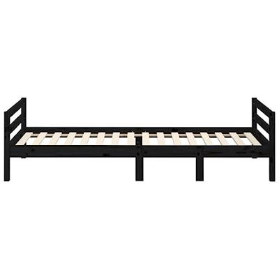 Bedframe 75x190 cm massief grenenhout zwart