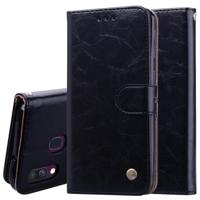 Business Style olie Wax textuur horizontale Flip lederen case voor Galaxy A40 met houder & card slots & portemonnee (zwart) - thumbnail