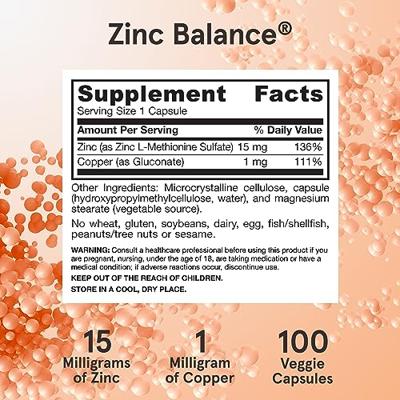 Zinc Balance 15mg Jarrow Formulas 100caps