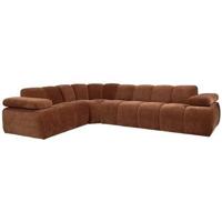 WOOOD Hoekbank 'Mojo' Links, Geweven Rib, kleur Roestbruin - thumbnail