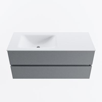 MONDIAZ VICA 110cm badmeubel onderkast Plata 2 lades. Wastafel CLOUD links zonder kraangat, kleur Talc.