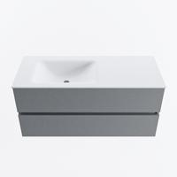 MONDIAZ VICA 110cm badmeubel onderkast Plata 2 lades. Wastafel CLOUD links zonder kraangat, kleur Talc. - thumbnail