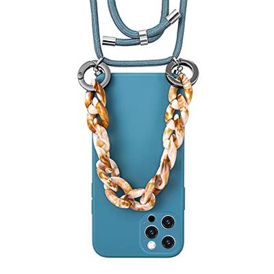 Høyde - iPhone 13 Pro - Telefoonhoes met koord + Kralenketting - Blauw