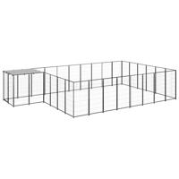 Hondenkennel 15,73 m² staal zwart - thumbnail