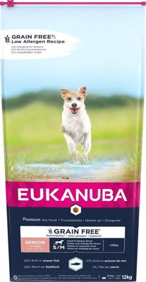 Eukanuba Senior Small & Medium met oceaanvis graanvrij hondenvoer 2 x 12 kg
