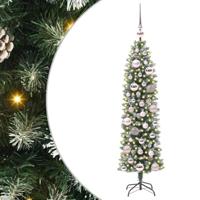 VidaXL Kunstmatige slanke kerstboom met 150 led groen en wit 120 cm - thumbnail