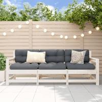 3-delige Loungeset massief grenenhout wit - thumbnail