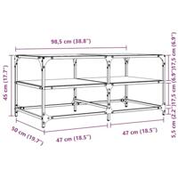 Salontafel met transparant glazen blad 98,5x50x45 cm staal - thumbnail
