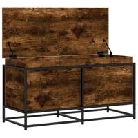 Opbergbox met deksel 100x40x51,5 cm bewerkt hout gerookt eiken - thumbnail