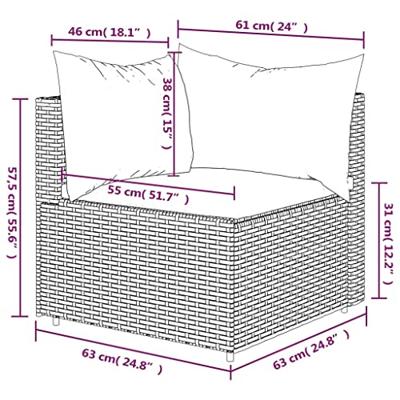 Tuinhoekbank poly rattan met kussens bruin
