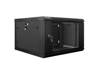 Lanberg wall-mounted installation rack cabinet 19'' 6U 600x600mm black (glass door) - thumbnail