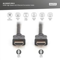 Digitus AK-330107-050-S HDMI-kabel HDMI Aansluitkabel HDMI-A-stekker, HDMI-A-stekker 5.00 m Zwart Audio Return Channel (ARC), Vergulde steekcontacten - thumbnail