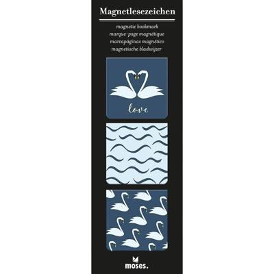 Moses magnetische boekenleggers zwaan 8 x 4 cm 3 stuks