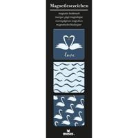Moses magnetische boekenleggers zwaan 8 x 4 cm 3 stuks - thumbnail