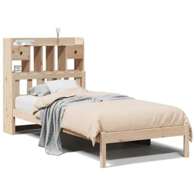 Bed met boekenkast zonder matras massief grenenhout 75x190 cm